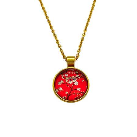 necklace metallic gold red almond1